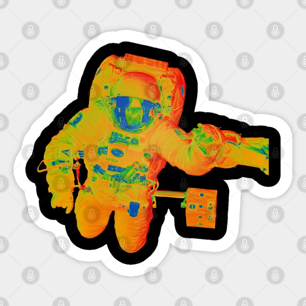 NASA Astronaut in Yellow, Orange, Blue and Green Colors Sticker by The Black Panther